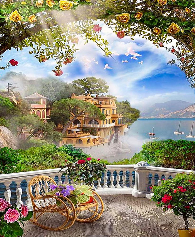 Алмазна мозаїка Вид на Затоку 30х40 см на полотні з підрамником (GB79953)