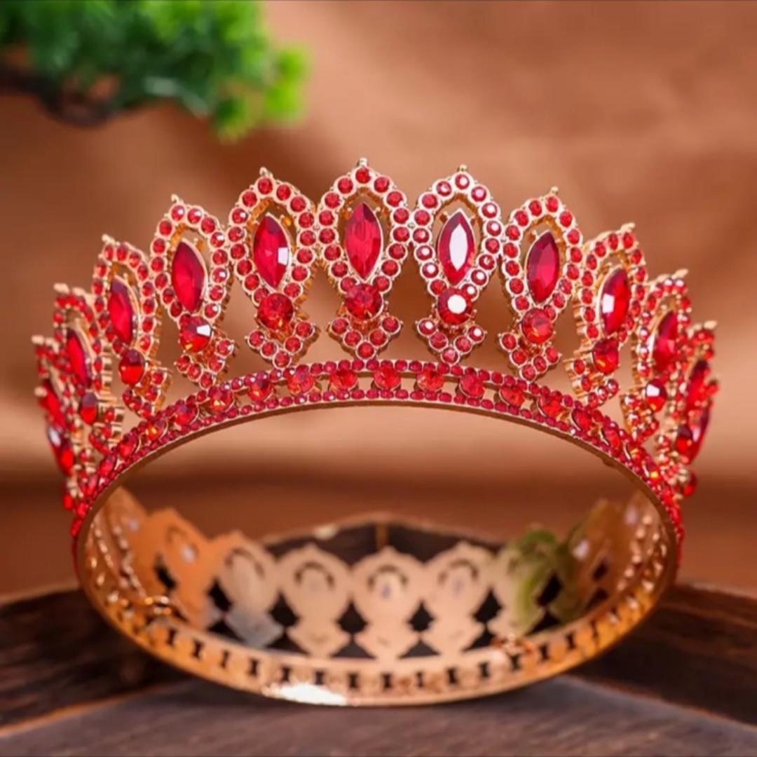 Декор для торта Корона 12 см із червоним камінням (2680606196)