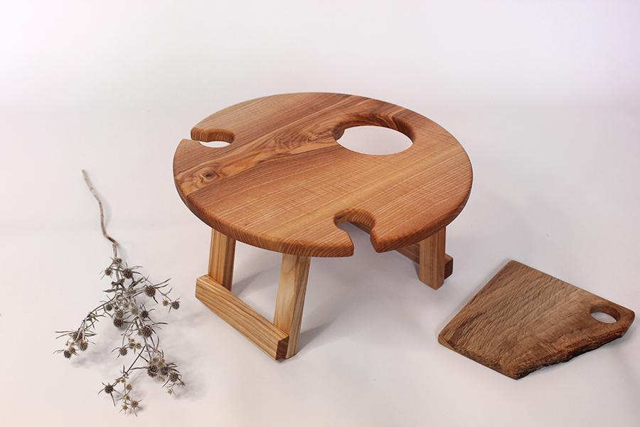 Столик винний/дерев'яний для 2 келихів та пляшки вина D 30x17 мм (MDK-21)