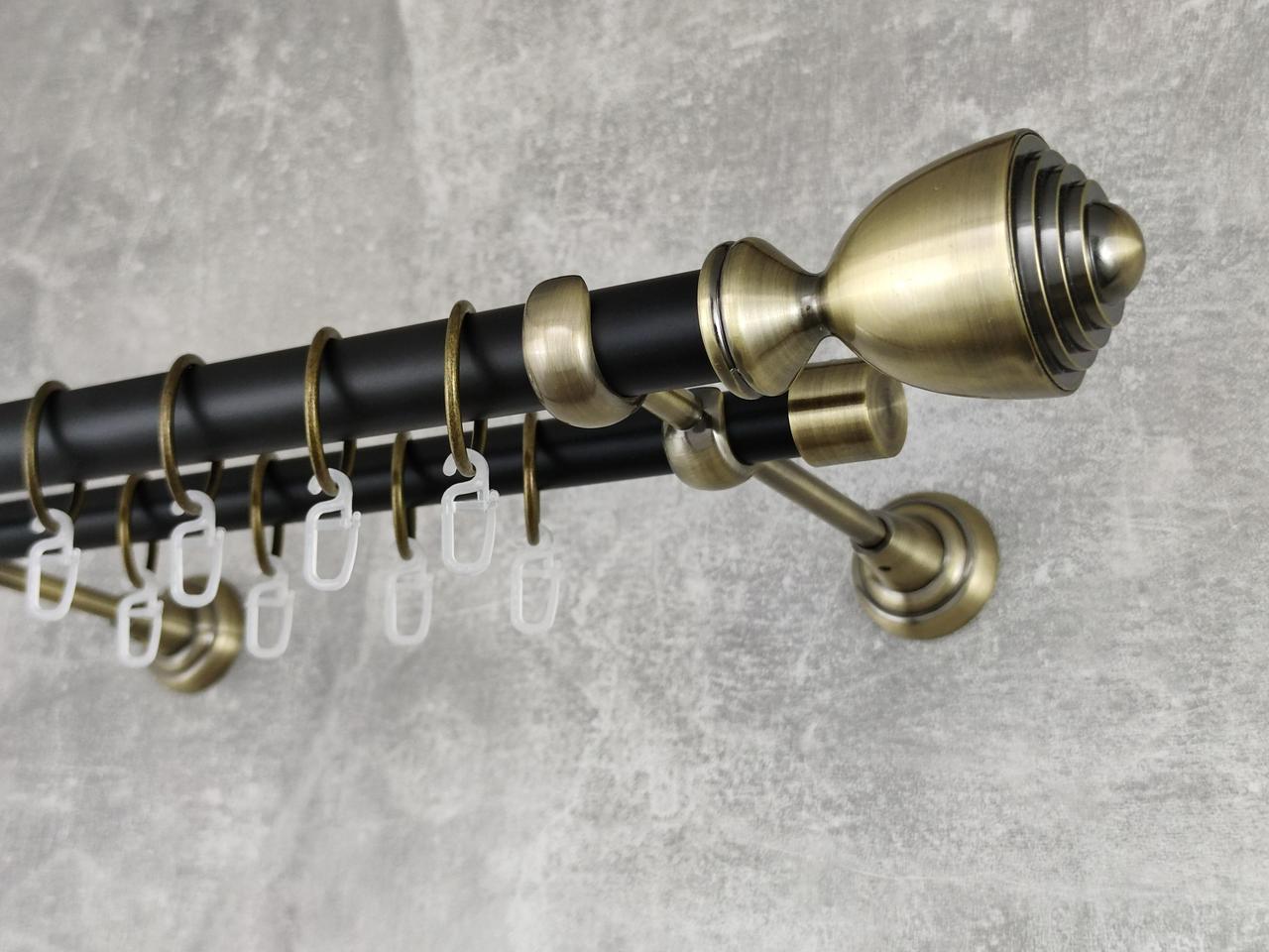 Карниз MStyle металлический для штор двухрядный Палацыо 25/19 мм гладкий 400 см Антик/Черный (5020493)