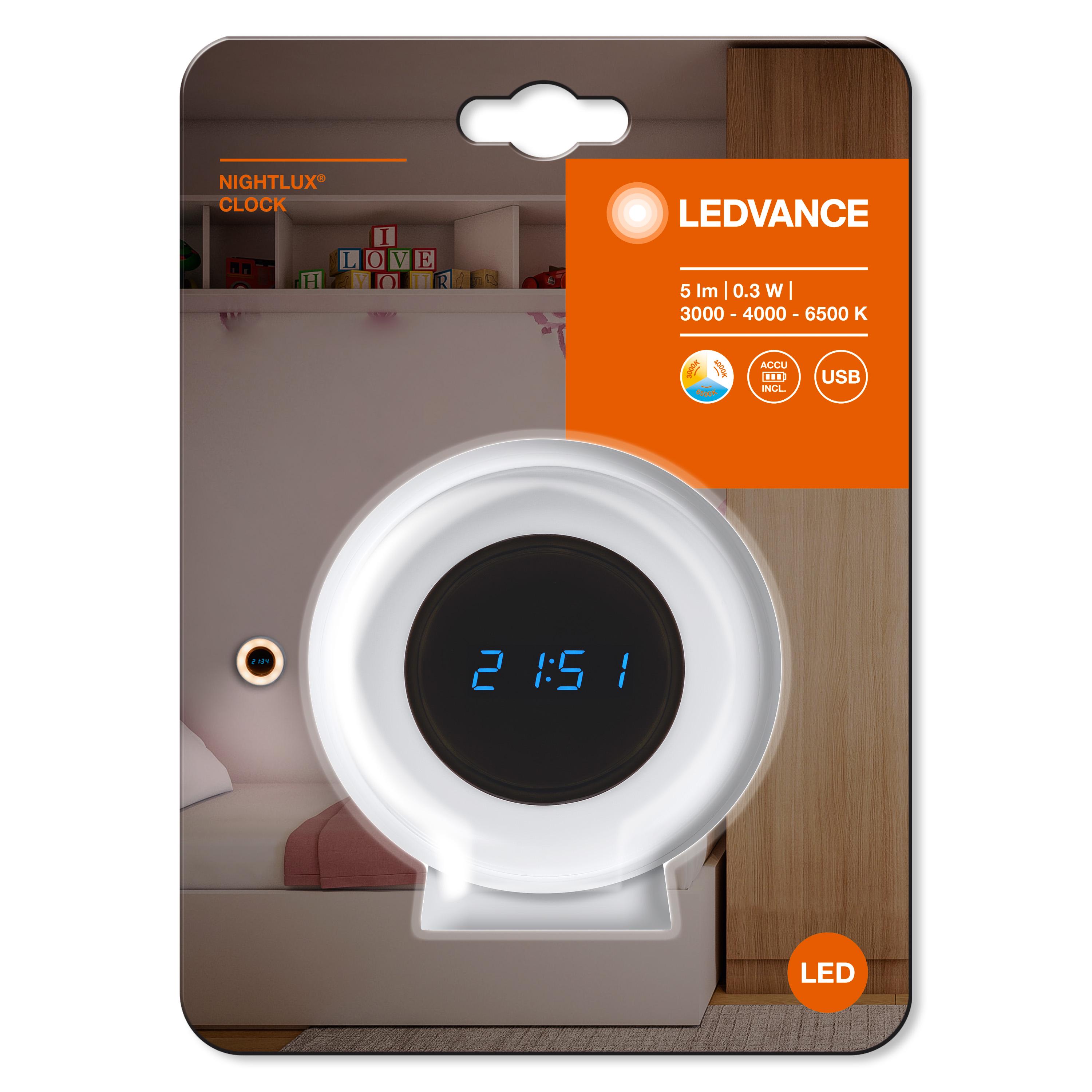 Світильник з акумулятором Ledvance Nightlux Clock 5 Лм 2700К-6500К Білий (4058075757721) - фото 4