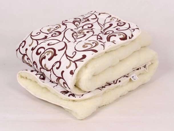 Одеяло из овечьей шерсти Лери Макс евро Коричневые вензеля (19727)