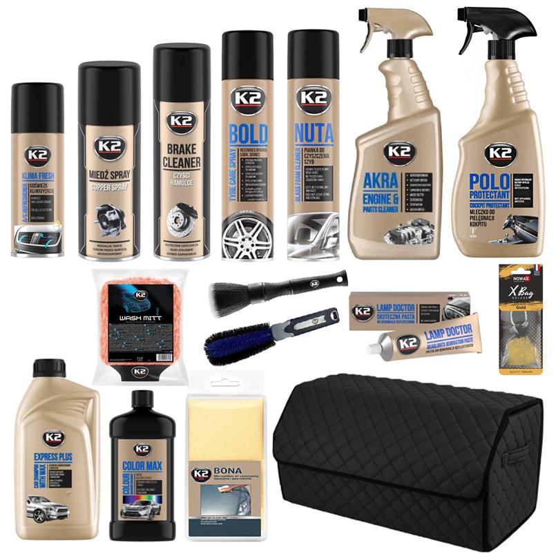 Подарочный набор для водителя с автохимией K2 PRO и органайзером эко-кожа (16 ед.)