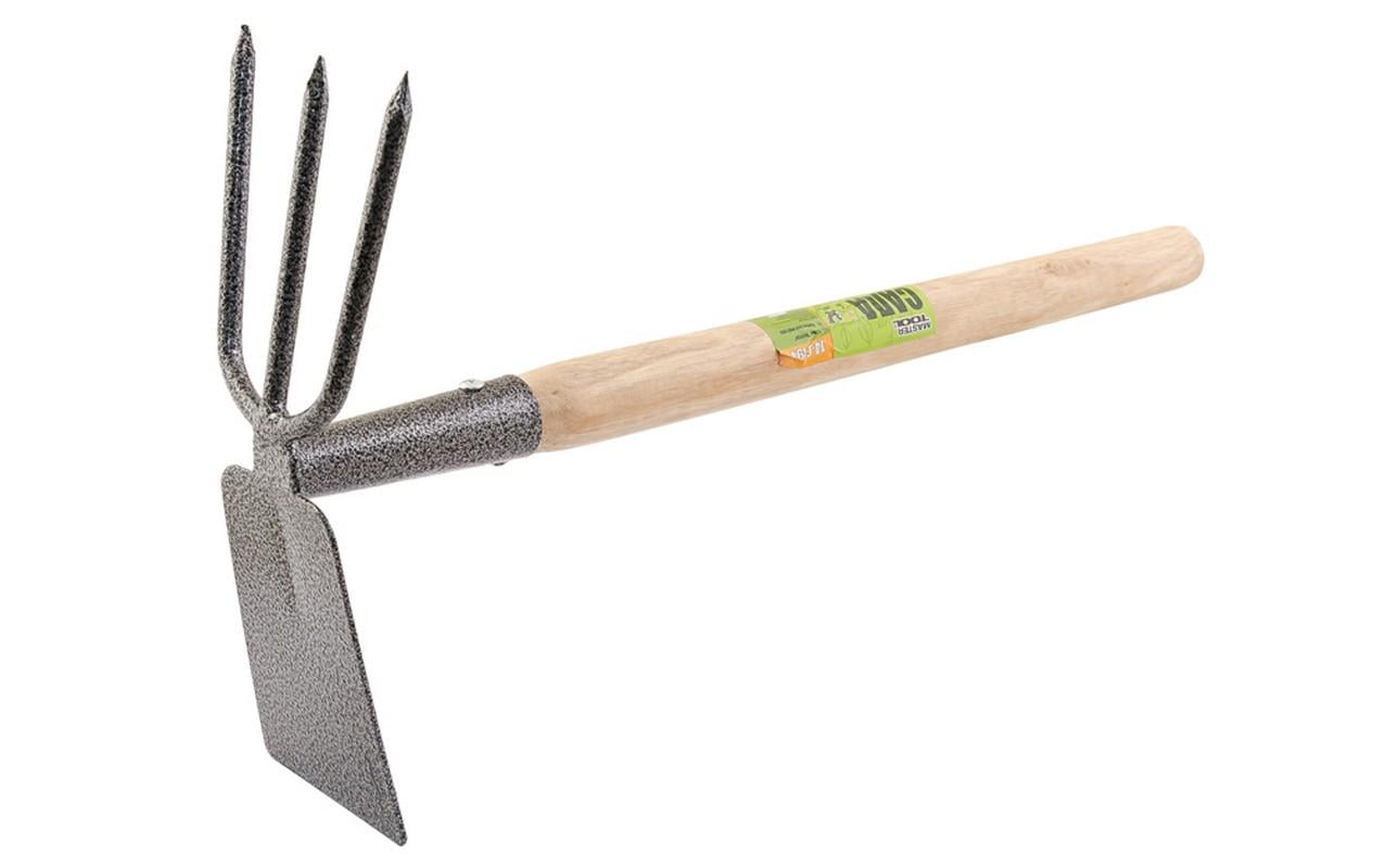 Сапка садовая MasterTool Нептун 380x190x70 мм с удлиненной деревянной ручкой (14-6194)