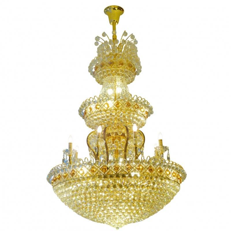 Люстра подвесная свеча большая для холла Brille BCL-231S/67 E14 Gold