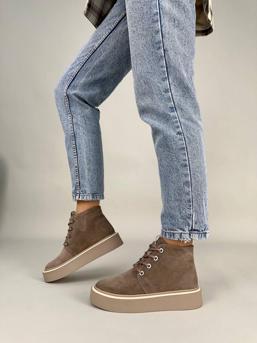 Ботинки женские замшевые короткие демисезонные р. 39 Бежевый (9101д/39)