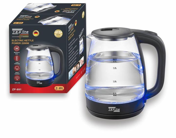 Електрочайник скляний Zepline ZP-991 2 л 2200 Вт - фото 2 Електрочайник скляний Zepline ZP-991 2 л 2200 Вт - фото 2