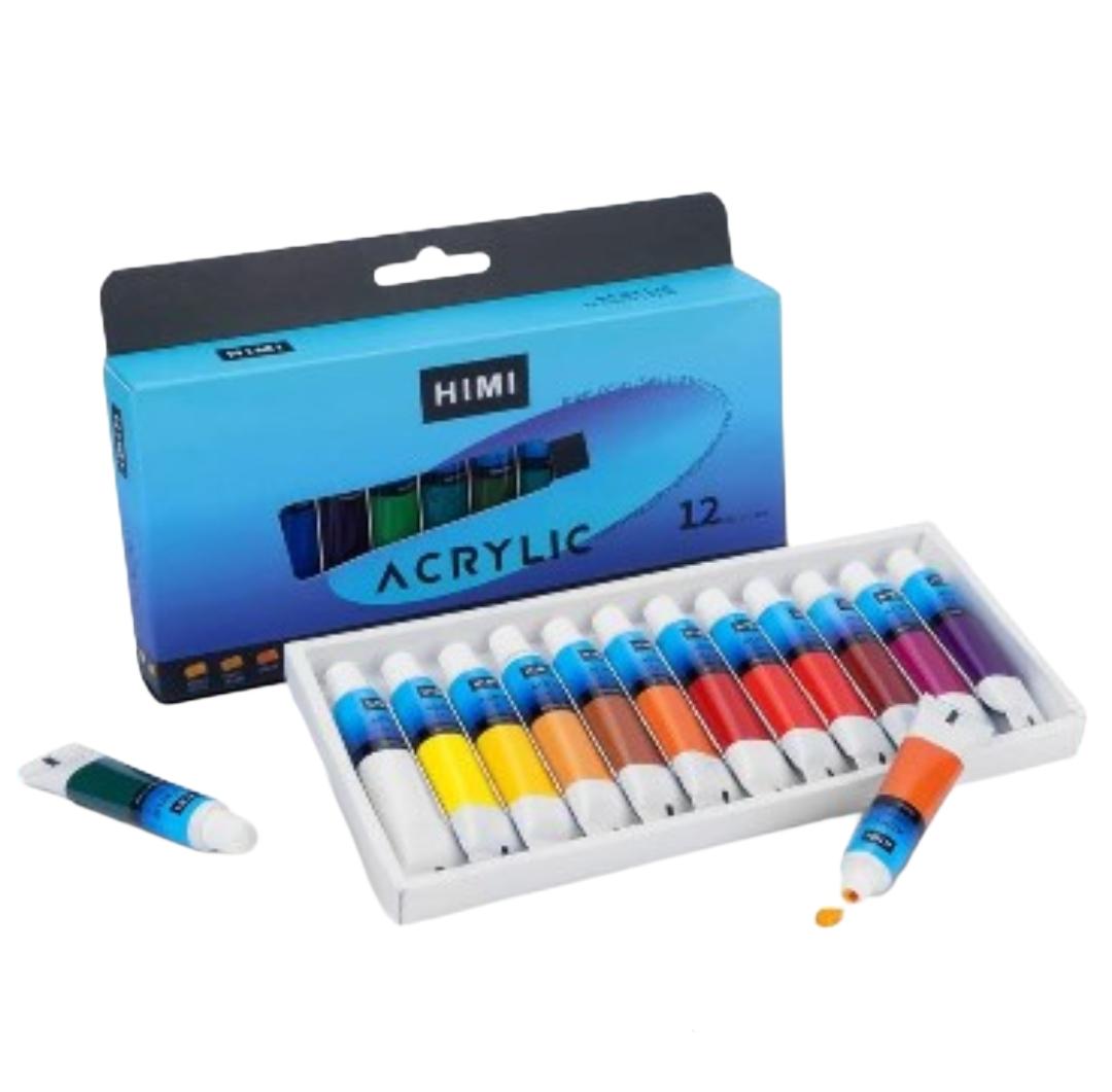 Акриловые краски для рисования HIMI Acrylic Набор 12 цветов по 12 мл в тюбиках