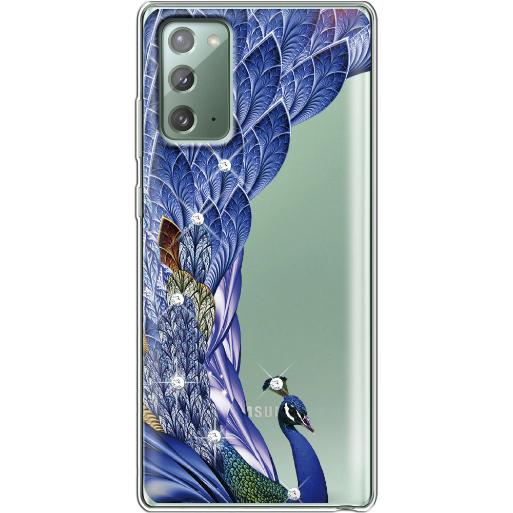 Чехол Boxface Samsung N980 Galaxy Note 20 Павлин со стразами Прозрачный силикон (40568-rs7-40568)