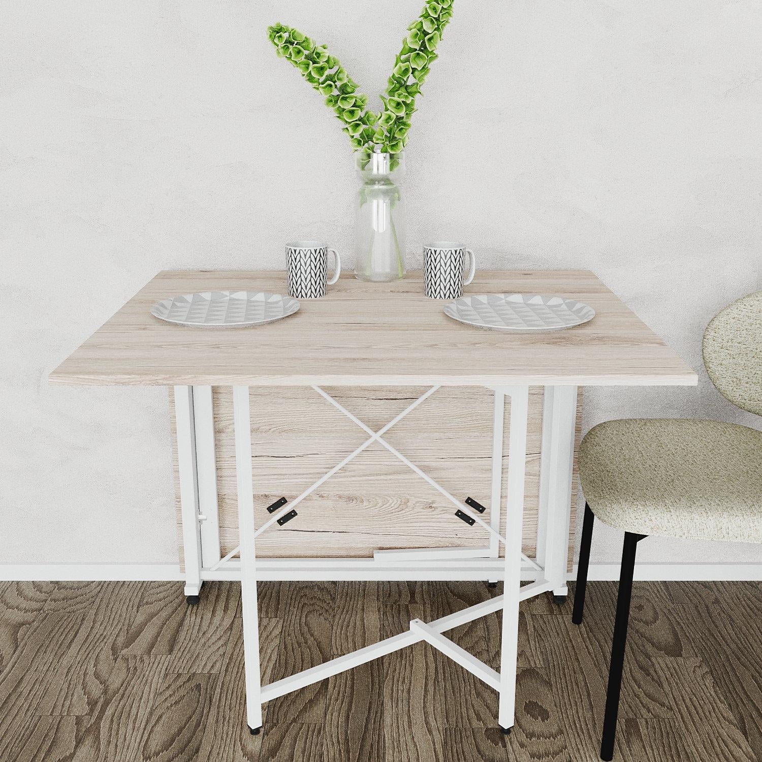 Обідній стіл трансформер-книжка Ferrum-decor Оріон Pro метал/ДСП 16 мм 75x152x90 см Білий/Дуб Сан-Марино (FRD-107409)