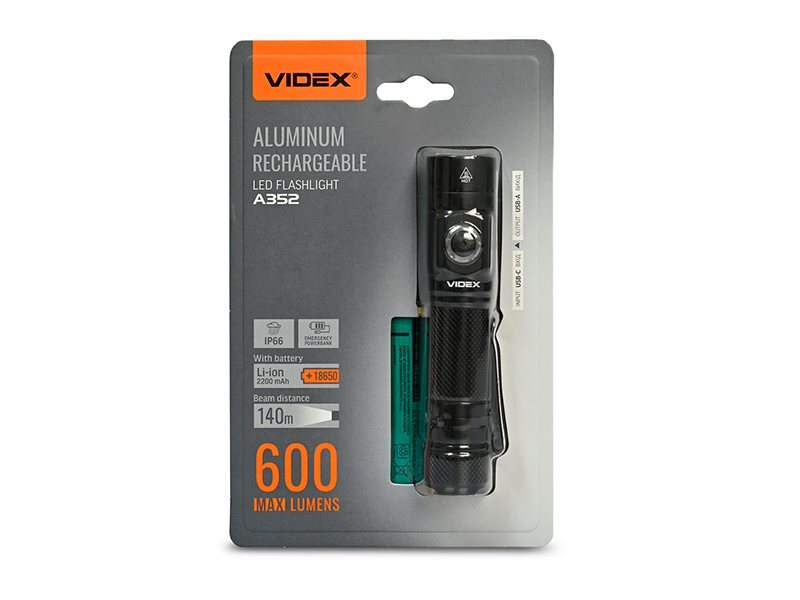 Ліхтарик портативний світлодіодний Videx VLF-A352 600Lm 5000K (9300)
