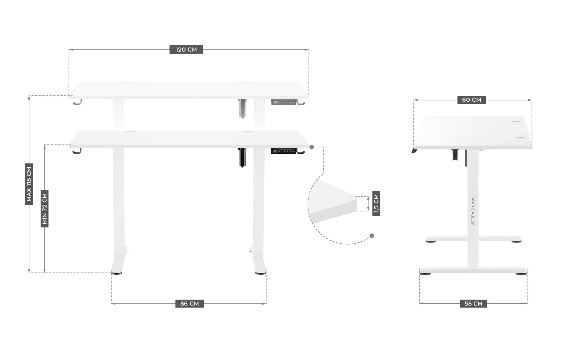 Стіл геймерський електричний MARK ADLER Leader 7.0 White (yomo_id_2788) - фото 7