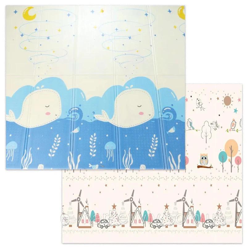 Термоковрик двусторонний для детей Кит и Елка 200х180 см (23457687903_633)