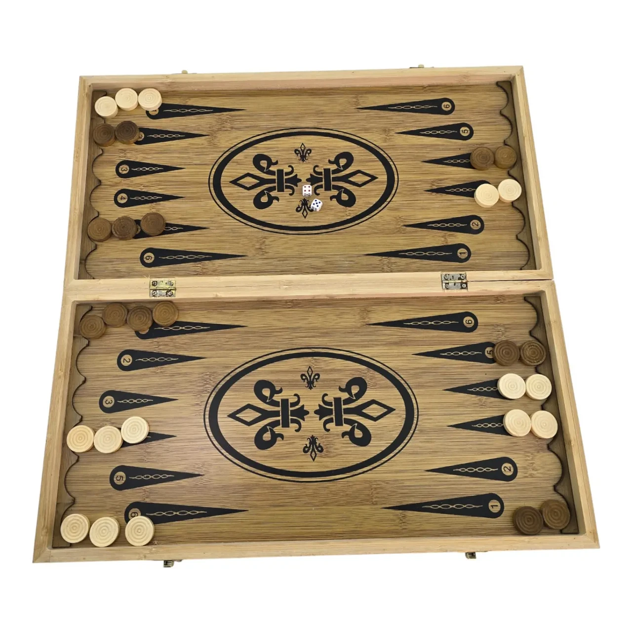 Нарди та шахи з бамбука 48х48х1,9 см (23862N) Нарди та шахи з бамбука 48х48х1,9 см (23862N)