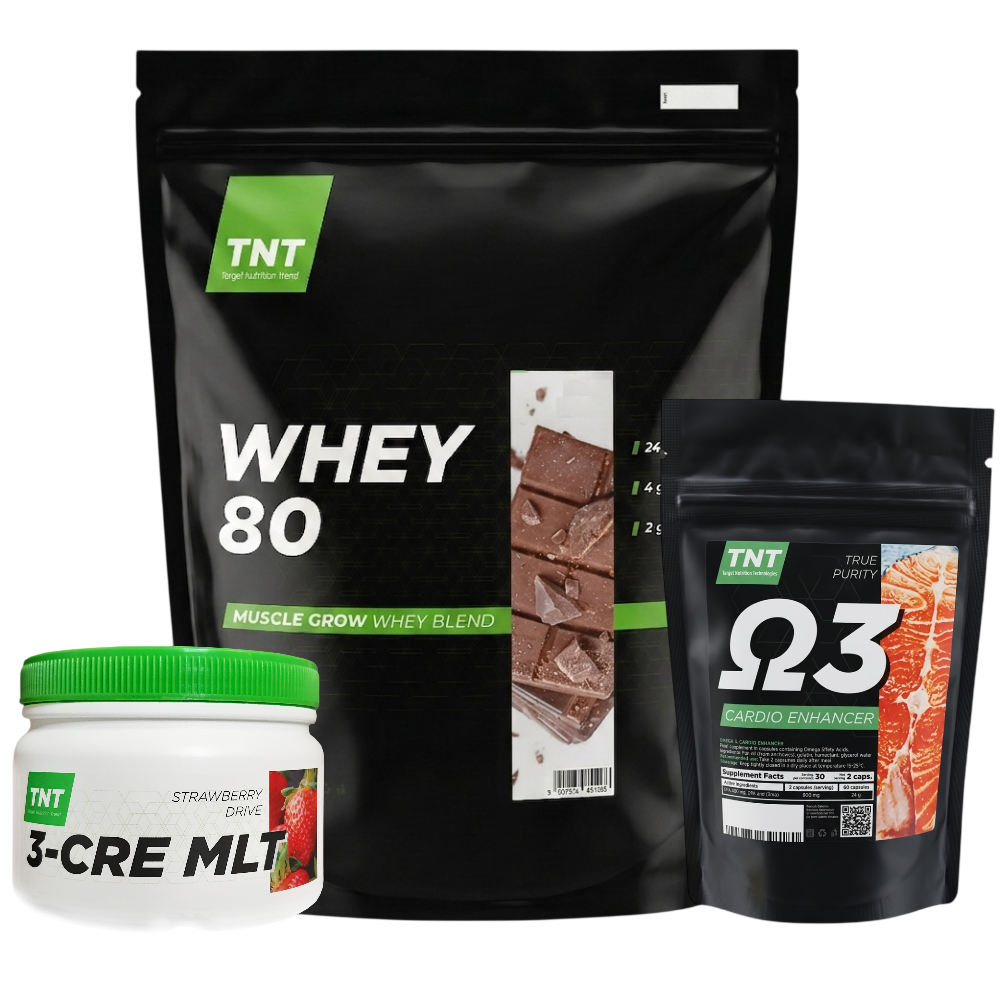 Комплекс TNT Nutrition Протеїн 2 кг/Креатин 0,3 кг/Омега-3