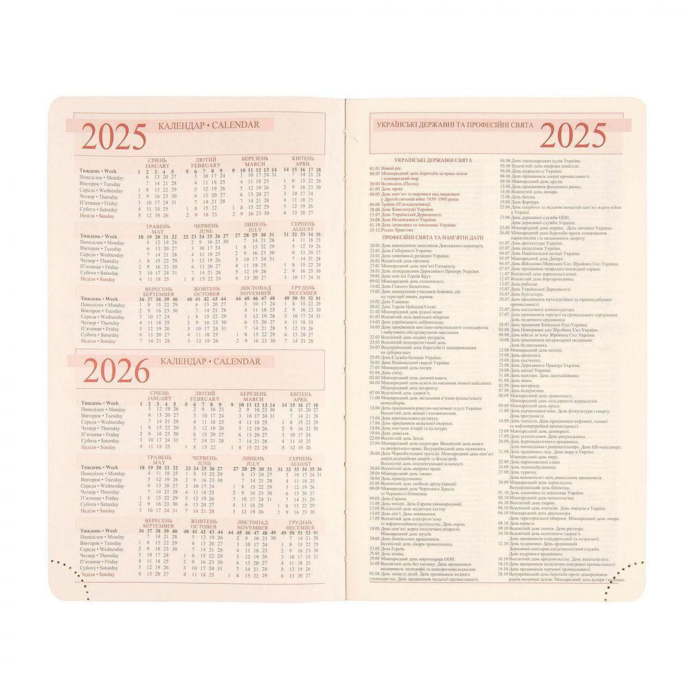 Щоденник датований 2025 Leo Planner Angolo A6 352 стор. Чорно-рожевий (252594) - фото 8