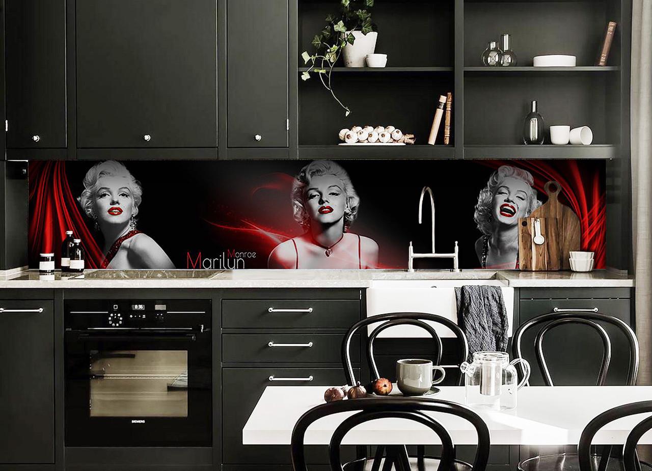 Кухонный фартук Мерлин Монро из самоклеящейся виниловой пленки 60х300 см Черный
