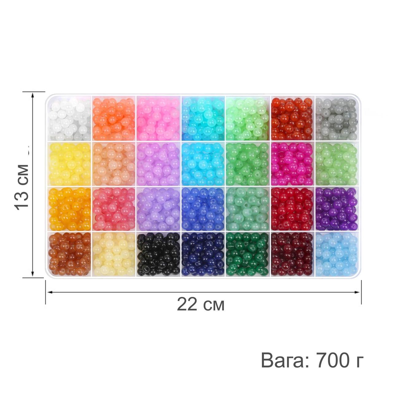 Набор стеклянных бусин для украшений и творчества YX-0007 1400 шт. 28 цветов Ø 6 мм (137765) - фото 3