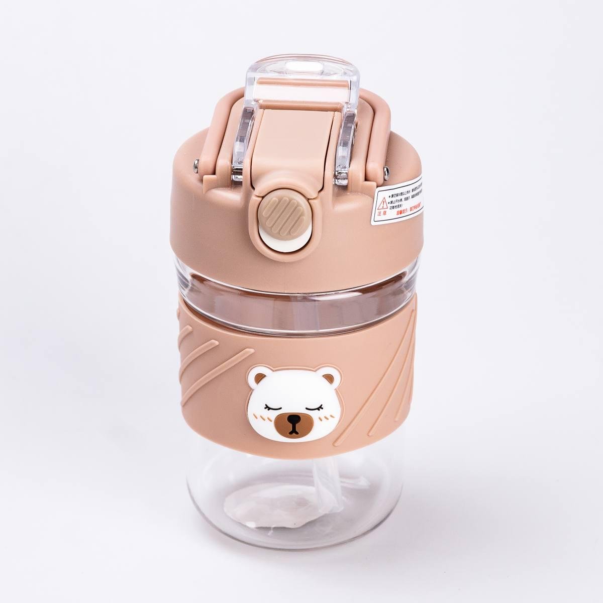 Пляшка для води Happy Life Bear з кришкою на защіпці 450 мл Коричневий (HP28486BR)