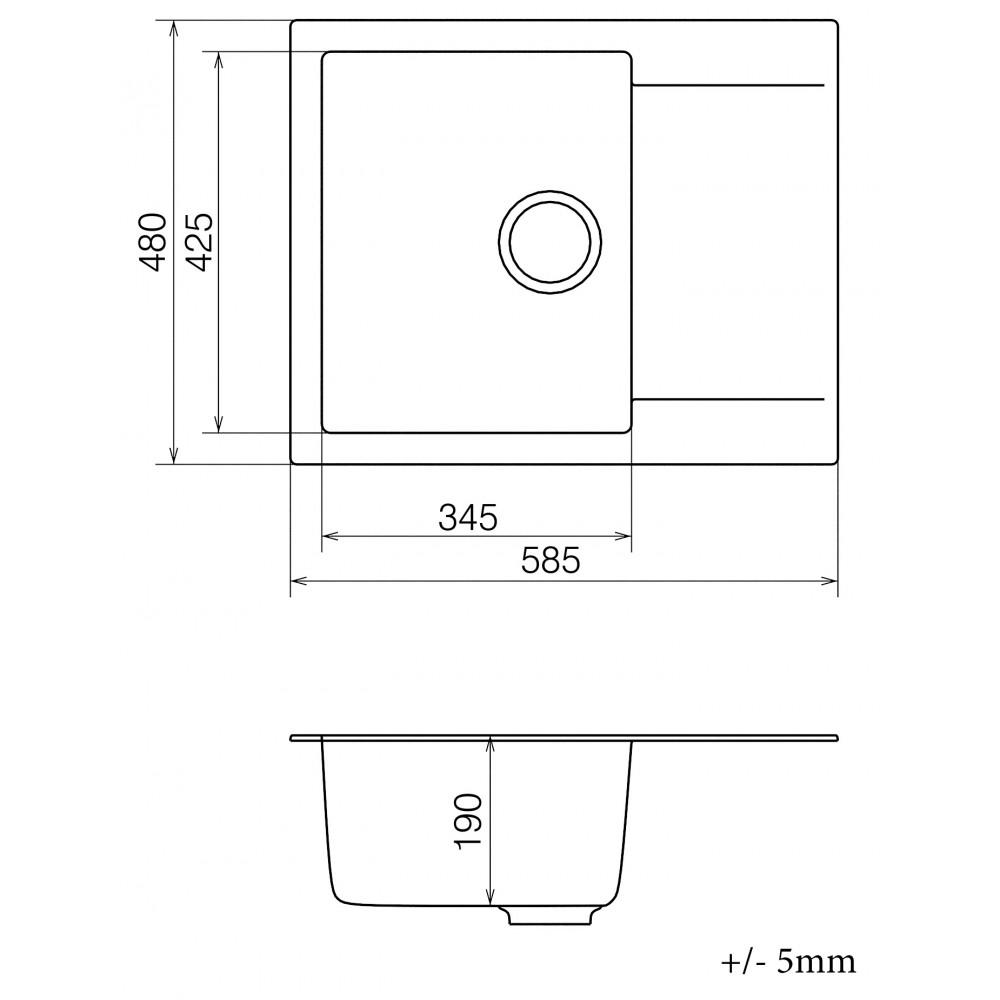 Кухонна мийка VANKOR Orman OMP 02.61 White stone з сифоном - фото 2