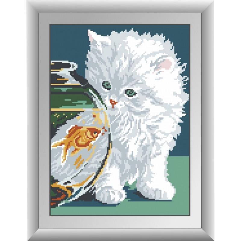 Алмазная мозаика Dream Art Белый котенок 27x37 см (DA.30343)