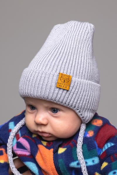 Шапка дитяча для хлопчиків Лисеня DV314 бавовна 38-42 см Світло-сірий