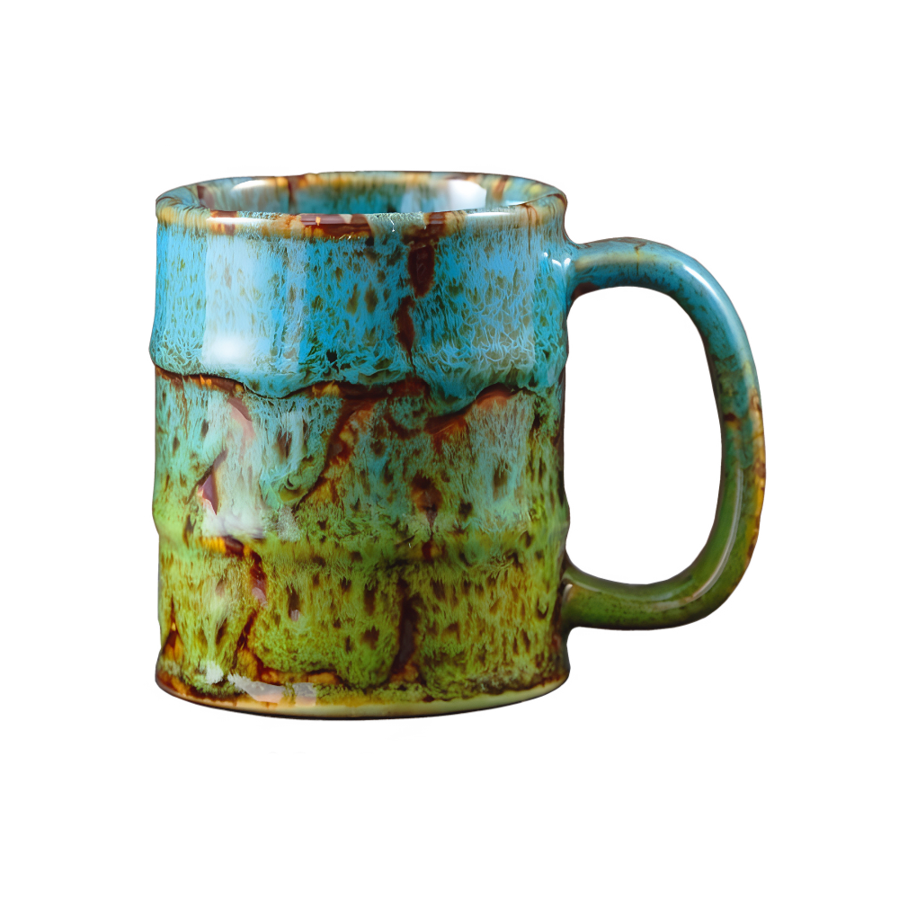 Чашка для эспрессо Бочка глазированная подарочная керамика 150 мл Сине-зеленый