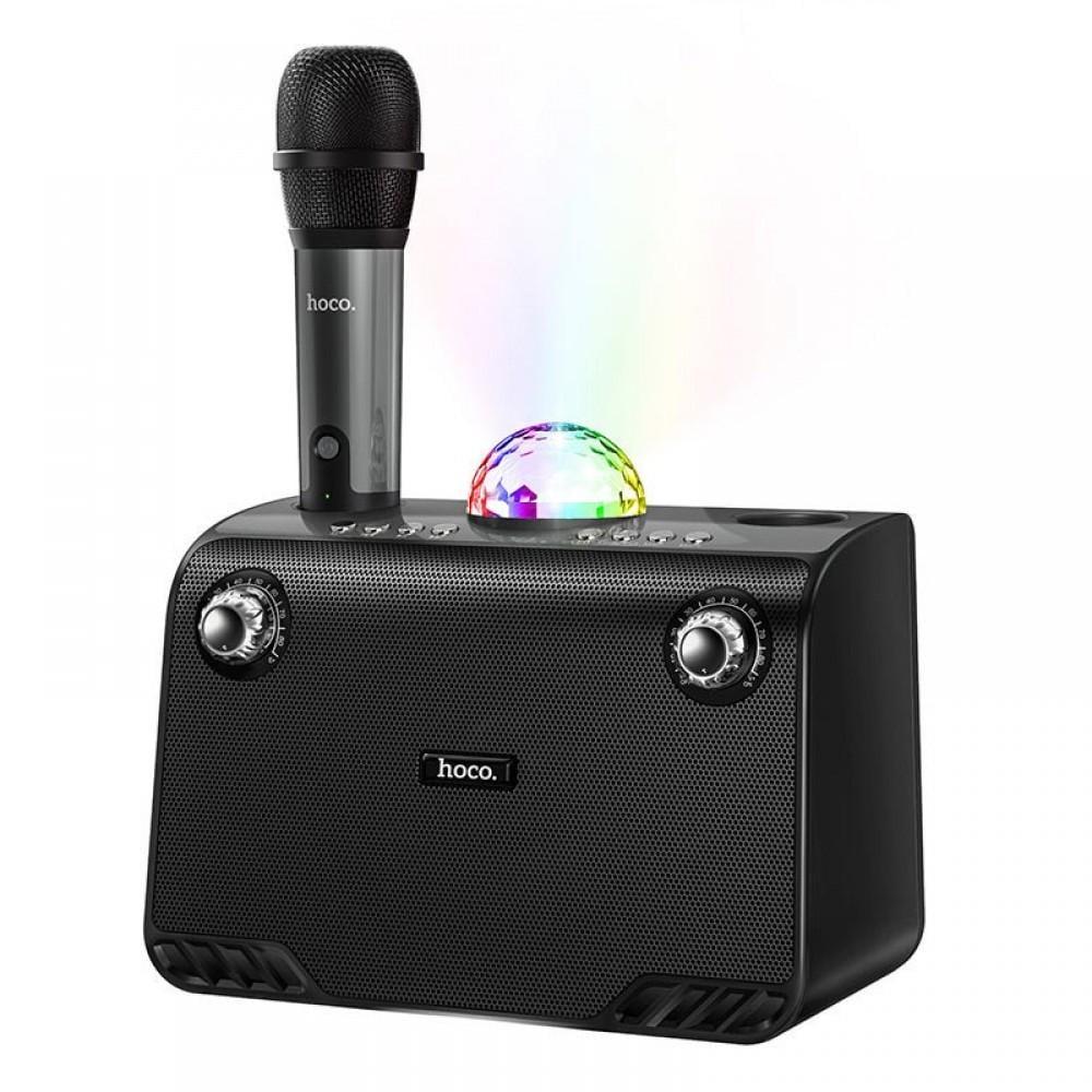 Портативная колонка с Bluetooth и караоке HOCO BS41 с микрофоном, черная Портативная колонка с Bluetooth и караоке HOCO BS41 с микрофоном, черная