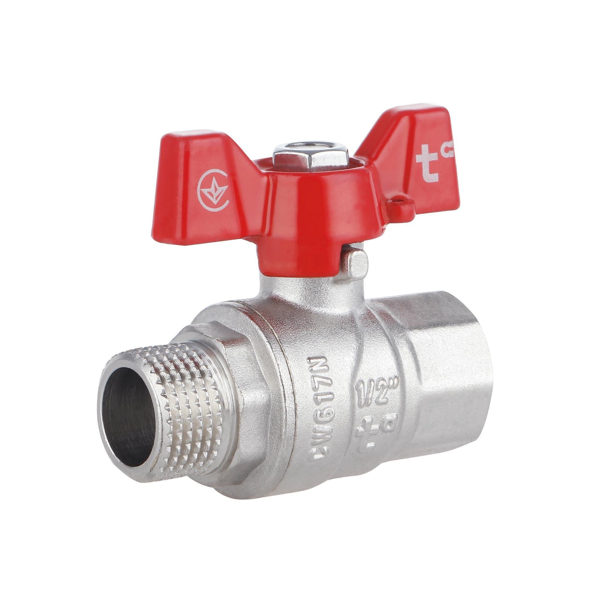 Кран шаровой Thermo Alliance Forte 1/2"ВЗ прямая никелированная PN40 бабочка (SF607W15)