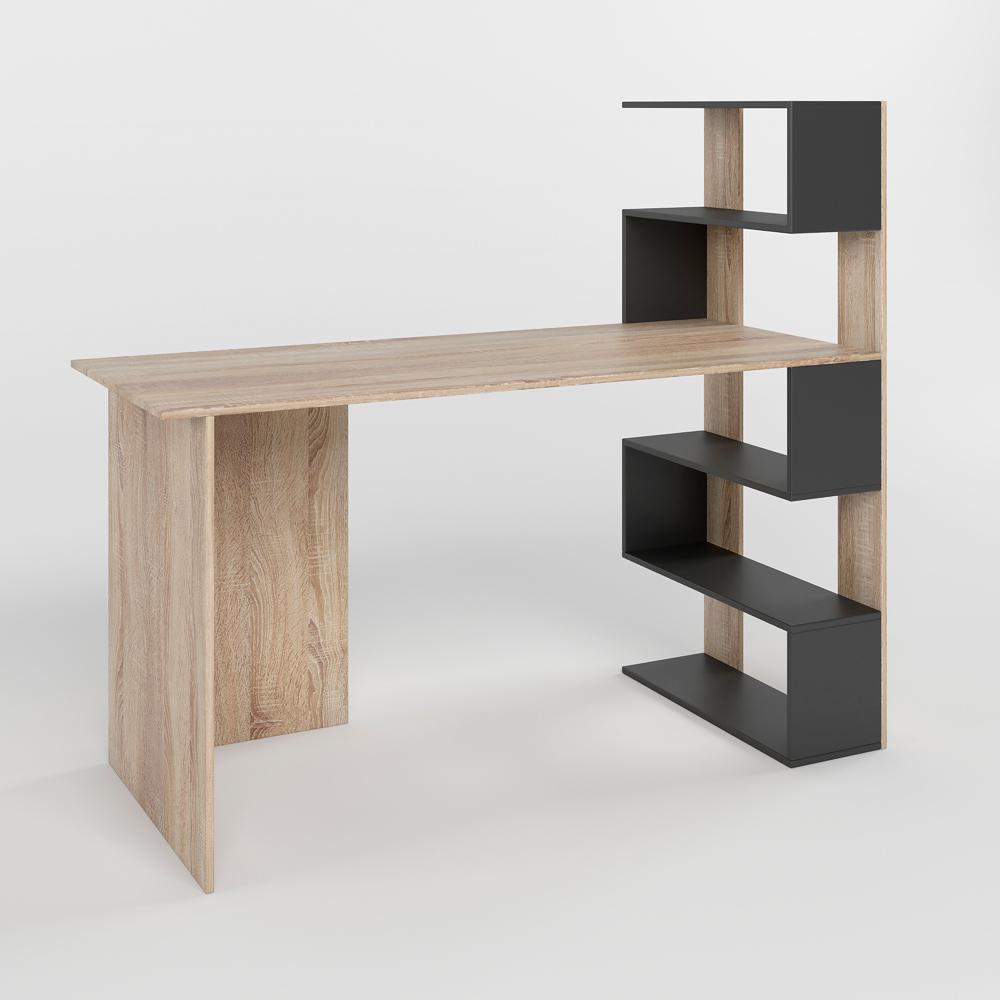 Стіл комп'ютерний з полицями М-Зон Джеко 1416P правий Сонома/Антрацитовий - фото 2 Стіл комп'ютерний з полицями М-Зон Джеко 1416P правий Сонома/Антрацитовий - фото 2