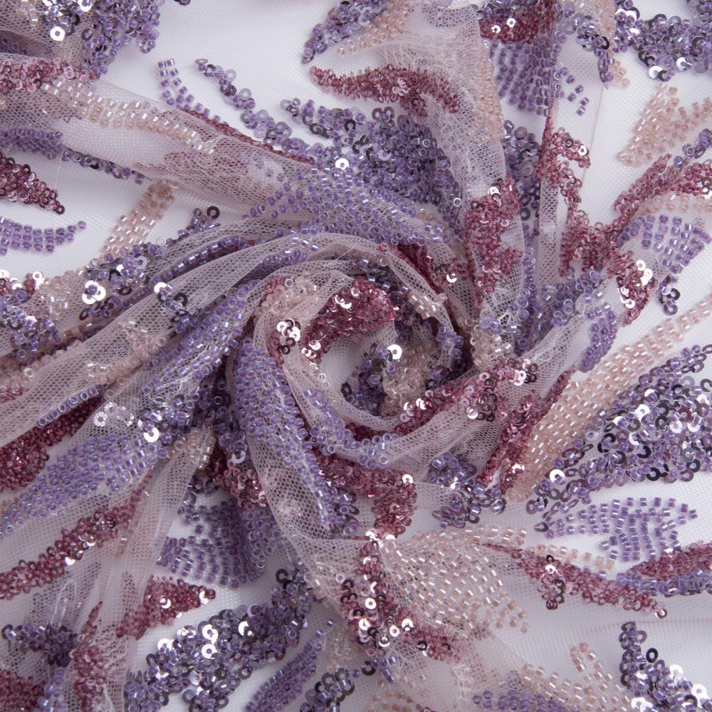 Ткань гипюр бисер Милан Пудра (25367)