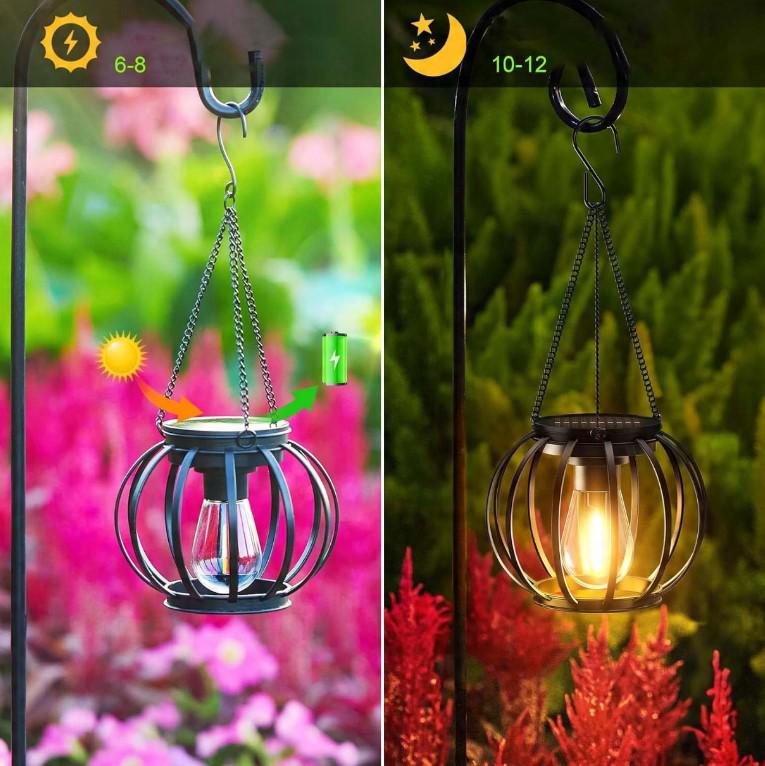 Фонарь-пуль садовая подвесная Тыква металлическая на солнечной батарее Теплая белая (1000-ZB-1020) - фото 3 Фонарь-пуль садовая подвесная Тыква металлическая на солнечной батарее Теплая белая (1000-ZB-1020) - фото 3