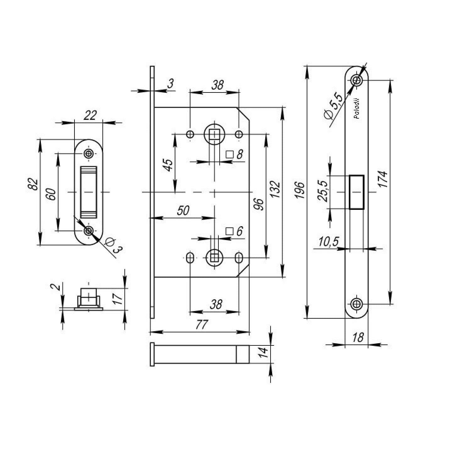 Защелка врезная магнитная Paladii под фиксатор 96х50 PB Желтый (ПМ015) - фото 4