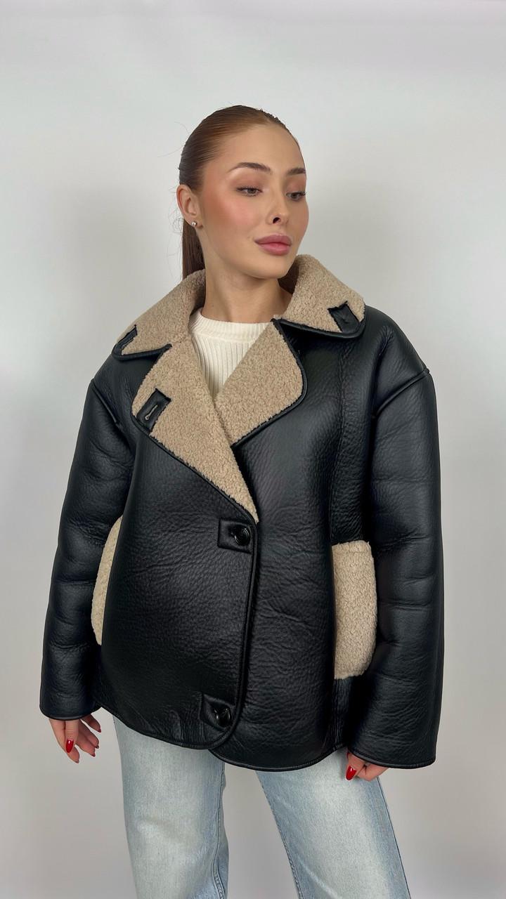 Дубленка женская Бренд #242-06 L Черный (23918519) - фото 4