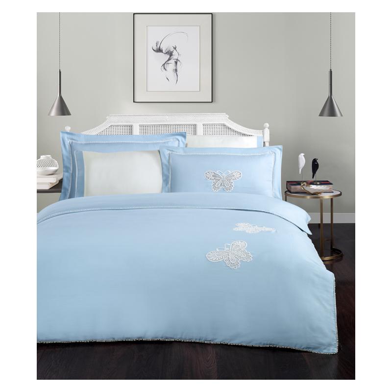 Комплект постельного белья Silkarea Butterfly Белый/Голубой Комплект постельного белья Silkarea Butterfly Белый/Голубой