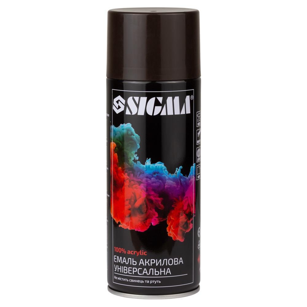Эмаль аэрозольная акриловая Sigma глянец 400 мл RAL 8017 Темно-коричневый (2736761)