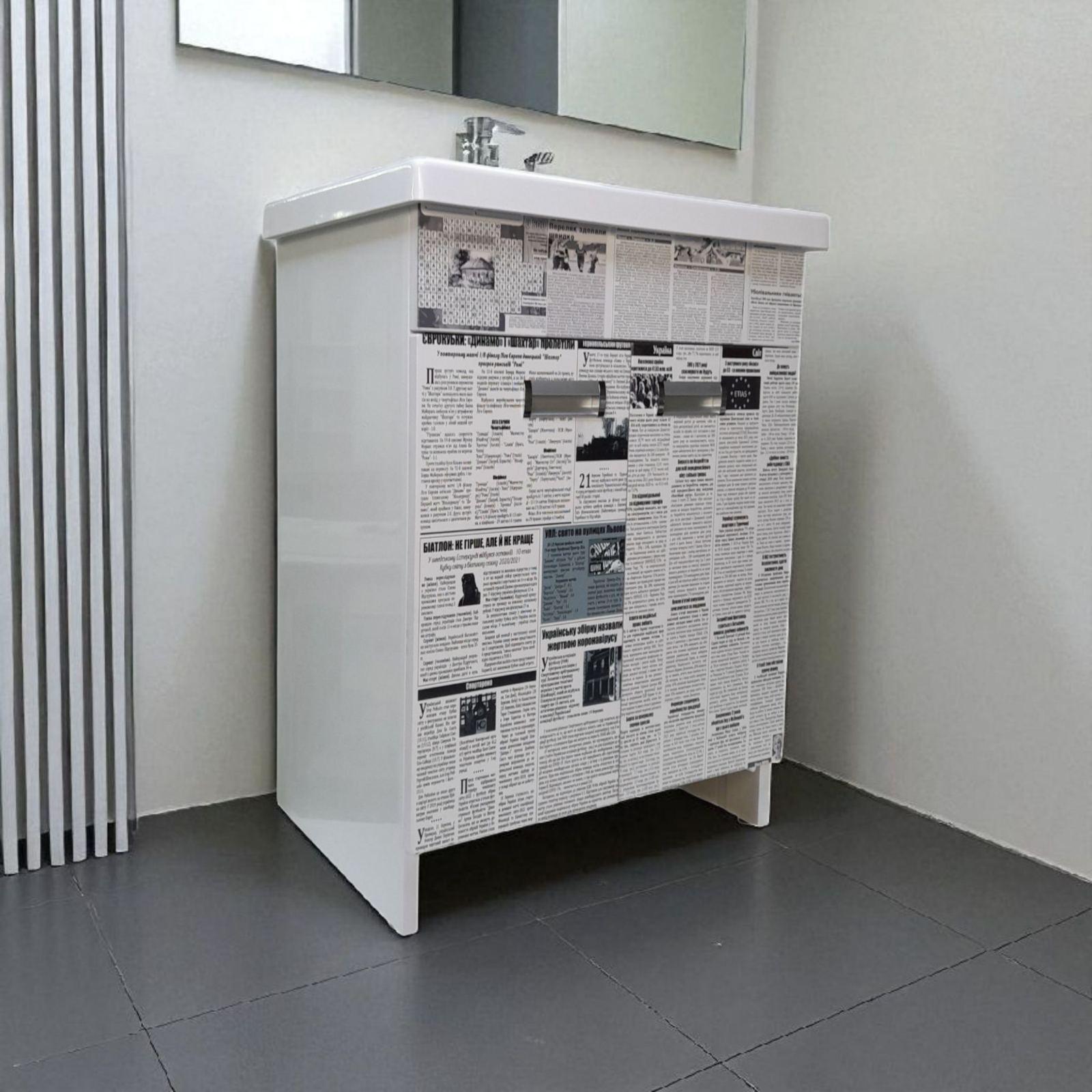 Тумба для ванной комнаты пластиковая The MIX Газетный Шик с умывальником 80 см (2419) - фото 4 Тумба для ванной комнаты пластиковая The MIX Газетный Шик с умывальником 80 см (2419) - фото 4