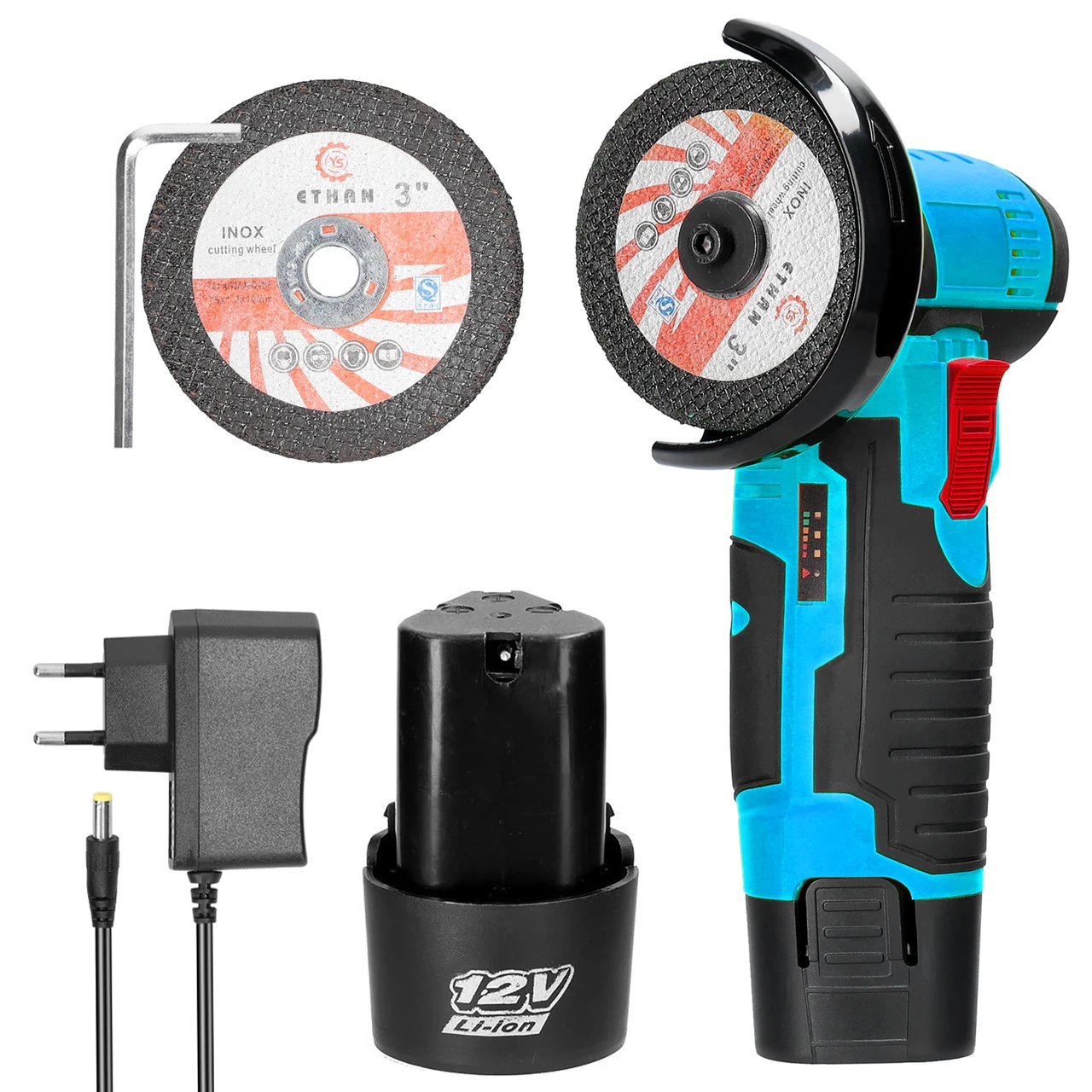 Машина кутова шліфувальна акумуляторна в кейсі 19500 об/хв 500 Вт 1200 мАг (2600808814) - фото 2 Машина кутова шліфувальна акумуляторна в кейсі 19500 об/хв 500 Вт 1200 мАг (2600808814) - фото 2