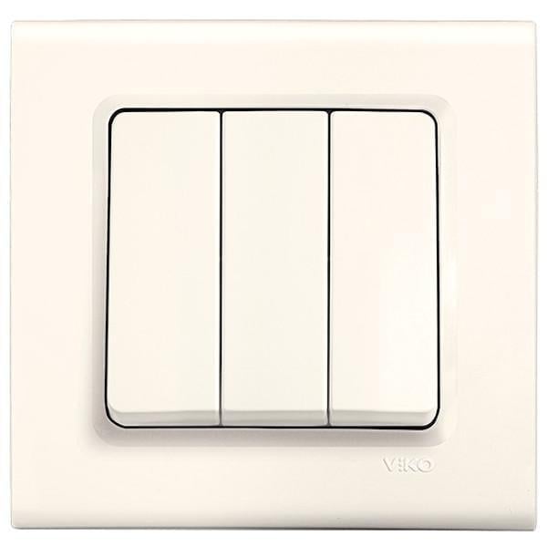 Выключатель трехклавишный Viko Linnera Кремовый (00000012565)