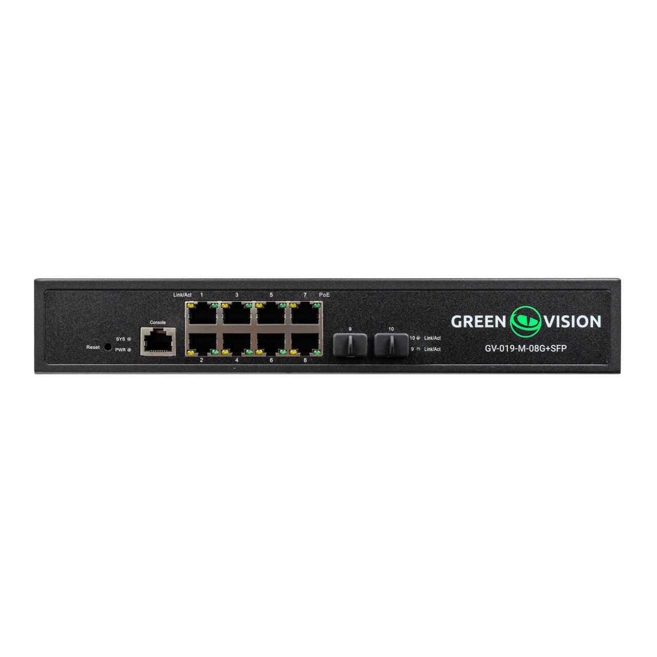 Коммутатор сетевой GreenVision POE GV-019-M-08G+SFP (LP-24516)