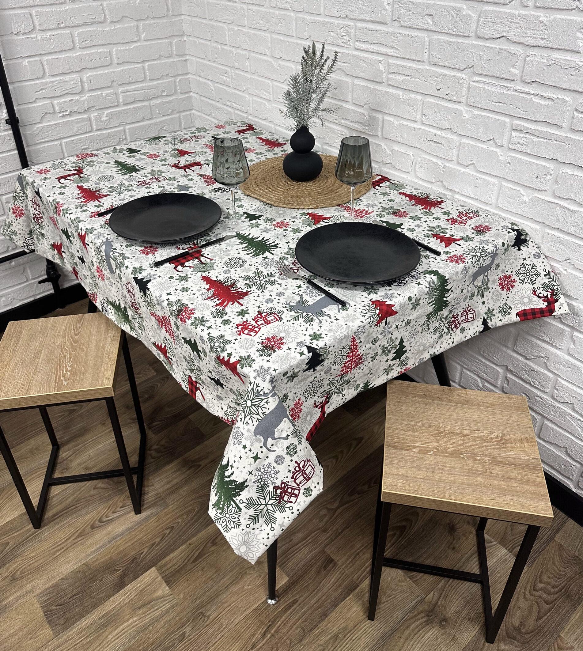 Скатерть Comfort Home X-mas Red Fir Trees новогодняя водоотталкивающая с тефлоновым покрытием 100x150 см (4440403)