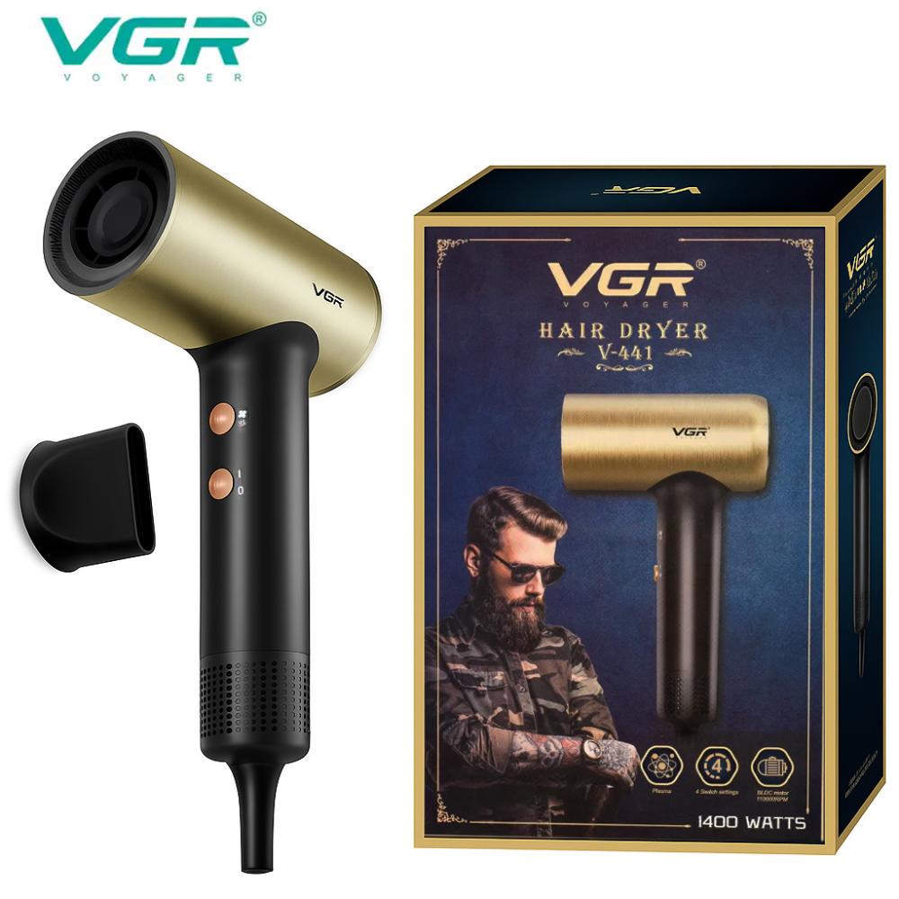 Фен для волосся VGR V-441 металевий корпус 1400 Вт Чорний/Золотистий (29903042) - фото 4
