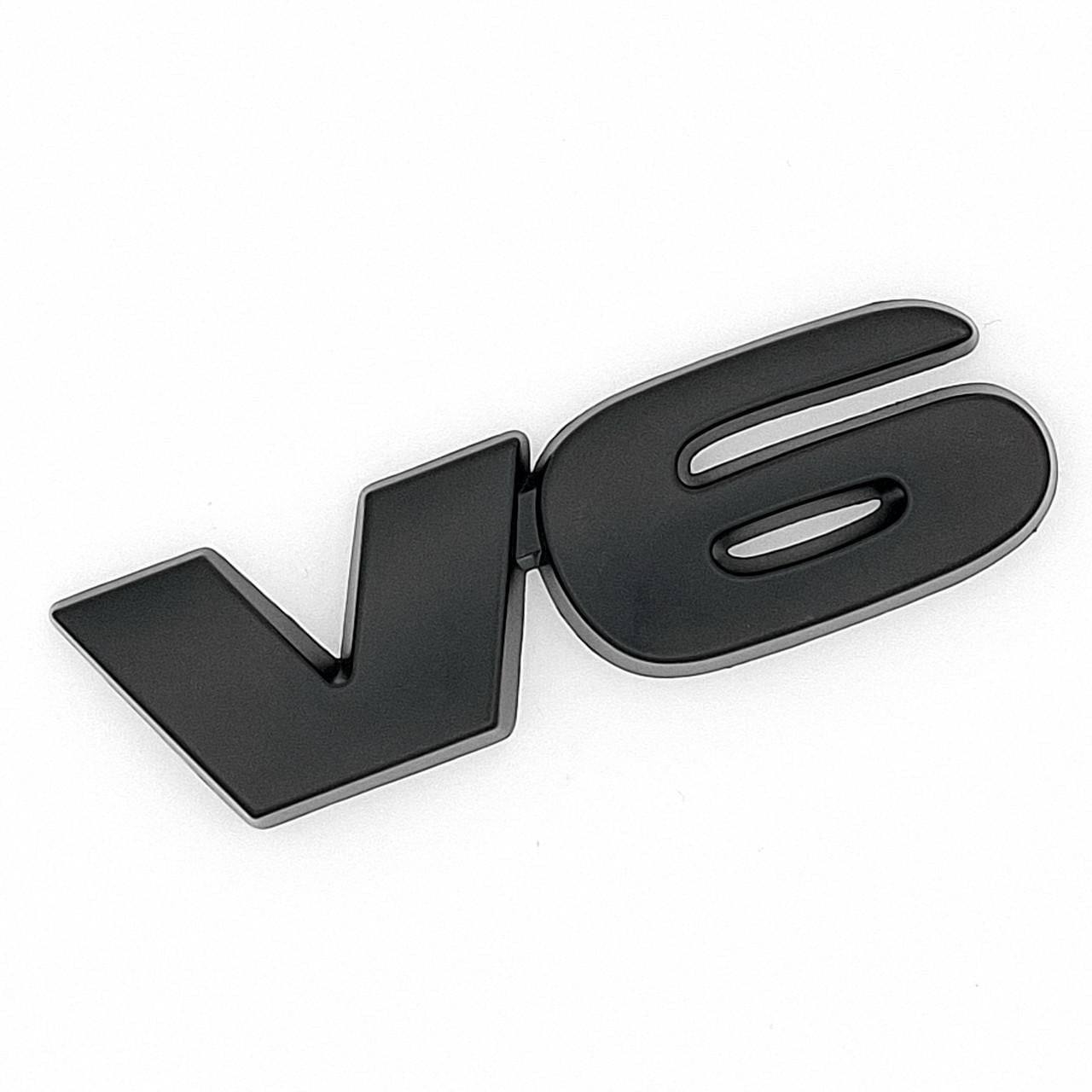 Емблема напис V6 Mitsubishi метал 8х2,4 см Чорний матовий (2889188275)