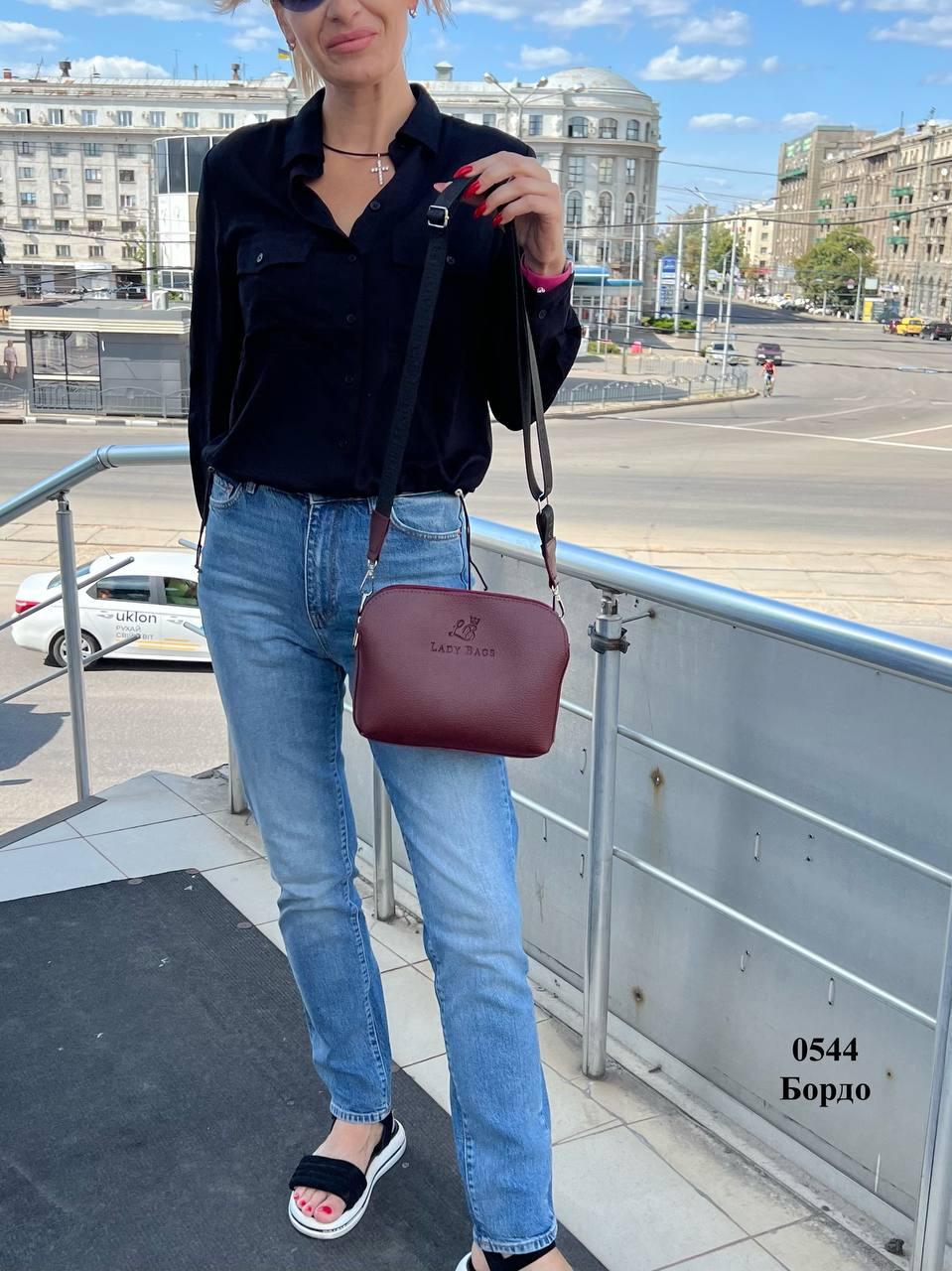 Клатч кросс-боди женский через плечо с широким ремнем Бордовый (2332046614) - фото 10