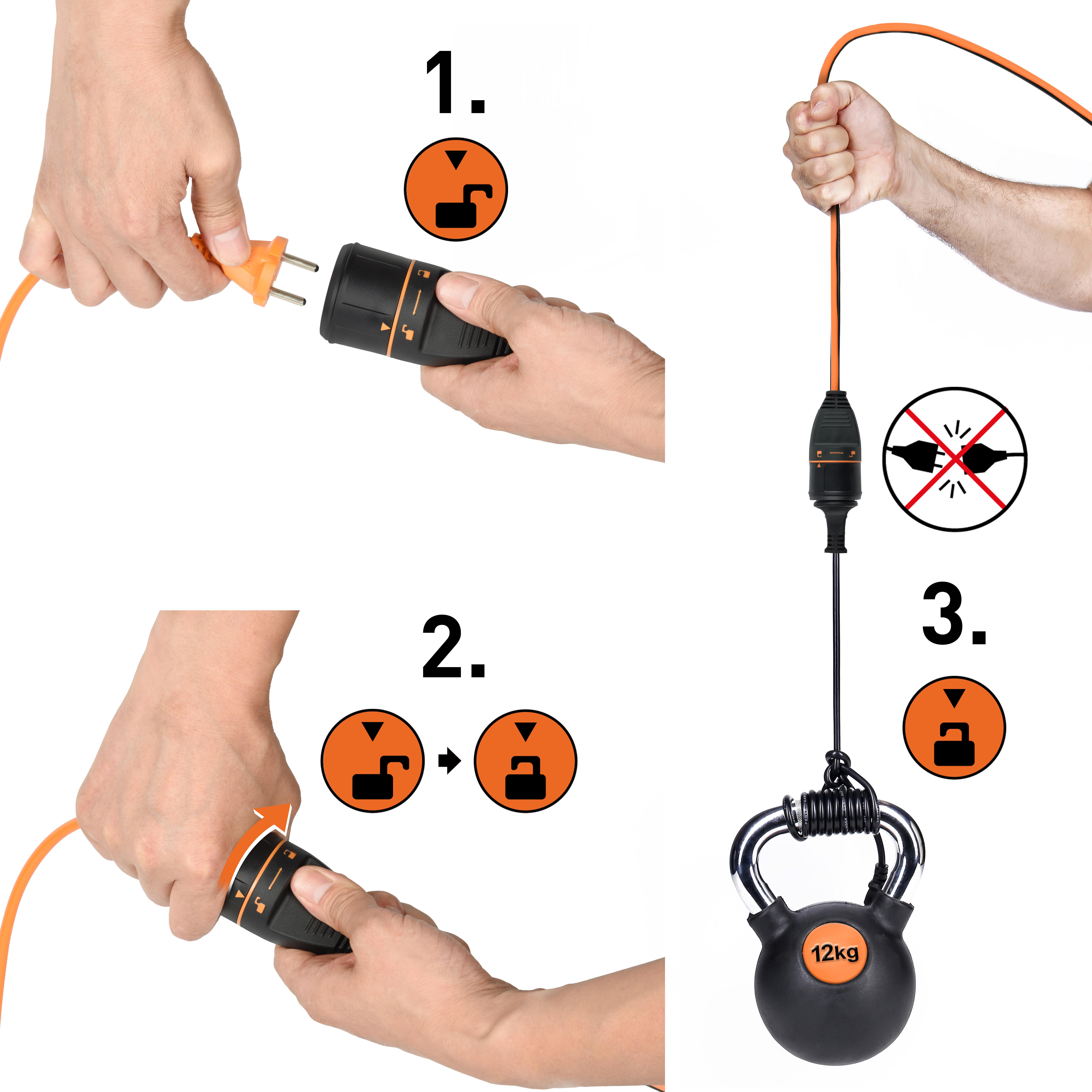 Удлинитель Electralock 40 м 2G1,5 с розеткой и механизмом предотвращает случайное отсоединение розетки - фото 4 Удлинитель Electralock 40 м 2G1,5 с розеткой и механизмом предотвращает случайное отсоединение розетки - фото 4