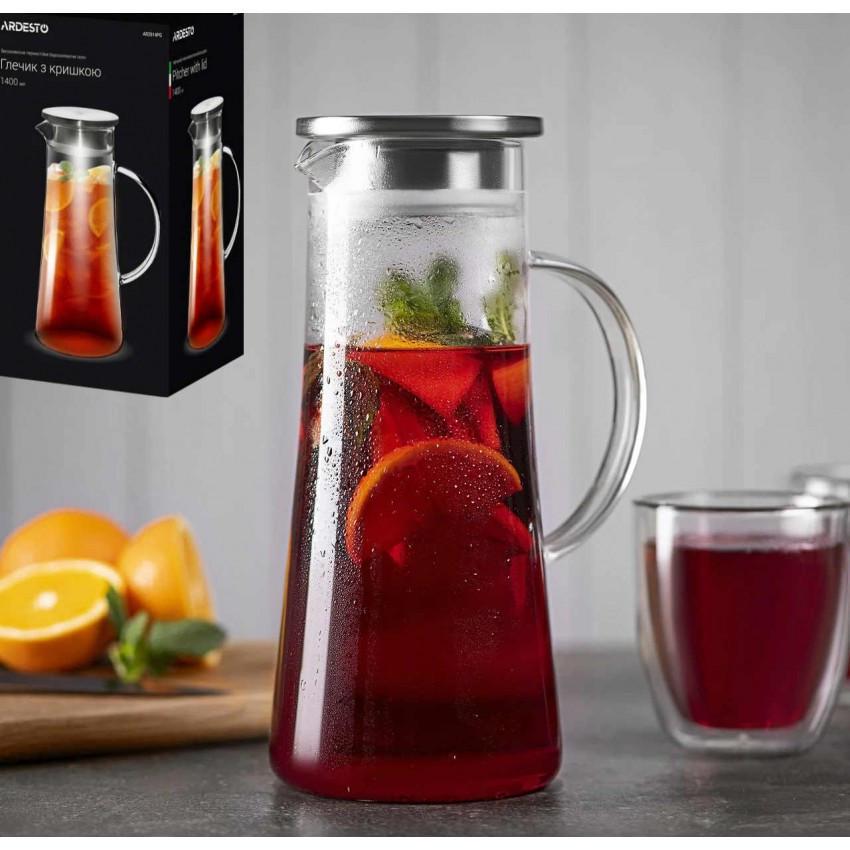 Кувшин с крышкой Ardesto боросиликатное стекло из нержавеющей стали 1400 мл (AR2614PG) - фото 2
