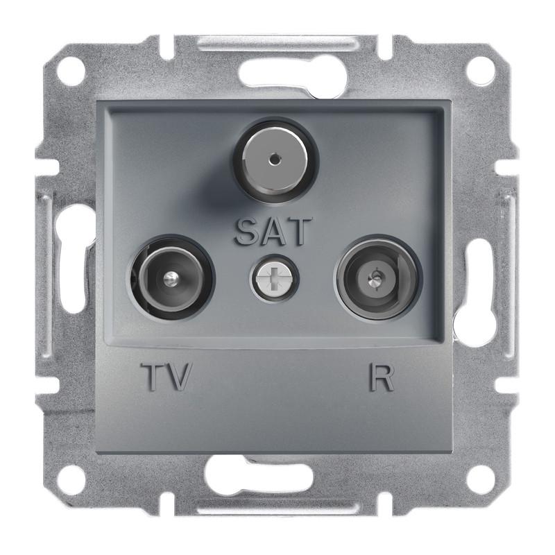 Розетка прохідна Schneider Electric Asfora ABS TV-R-SAT 8dB Сталь (EPH3500362) - фото 1