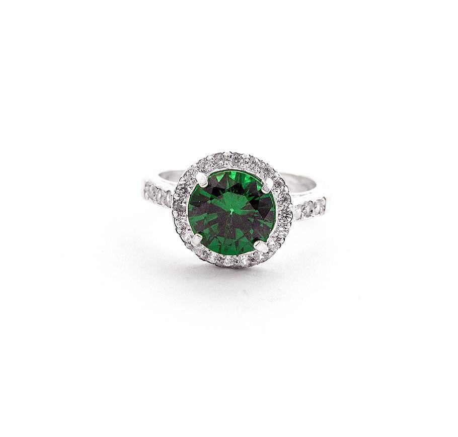 Кольцо серебряное с фианитом Maxi Silver 7915/2 SE р. 17,5 Зеленый (8875683)