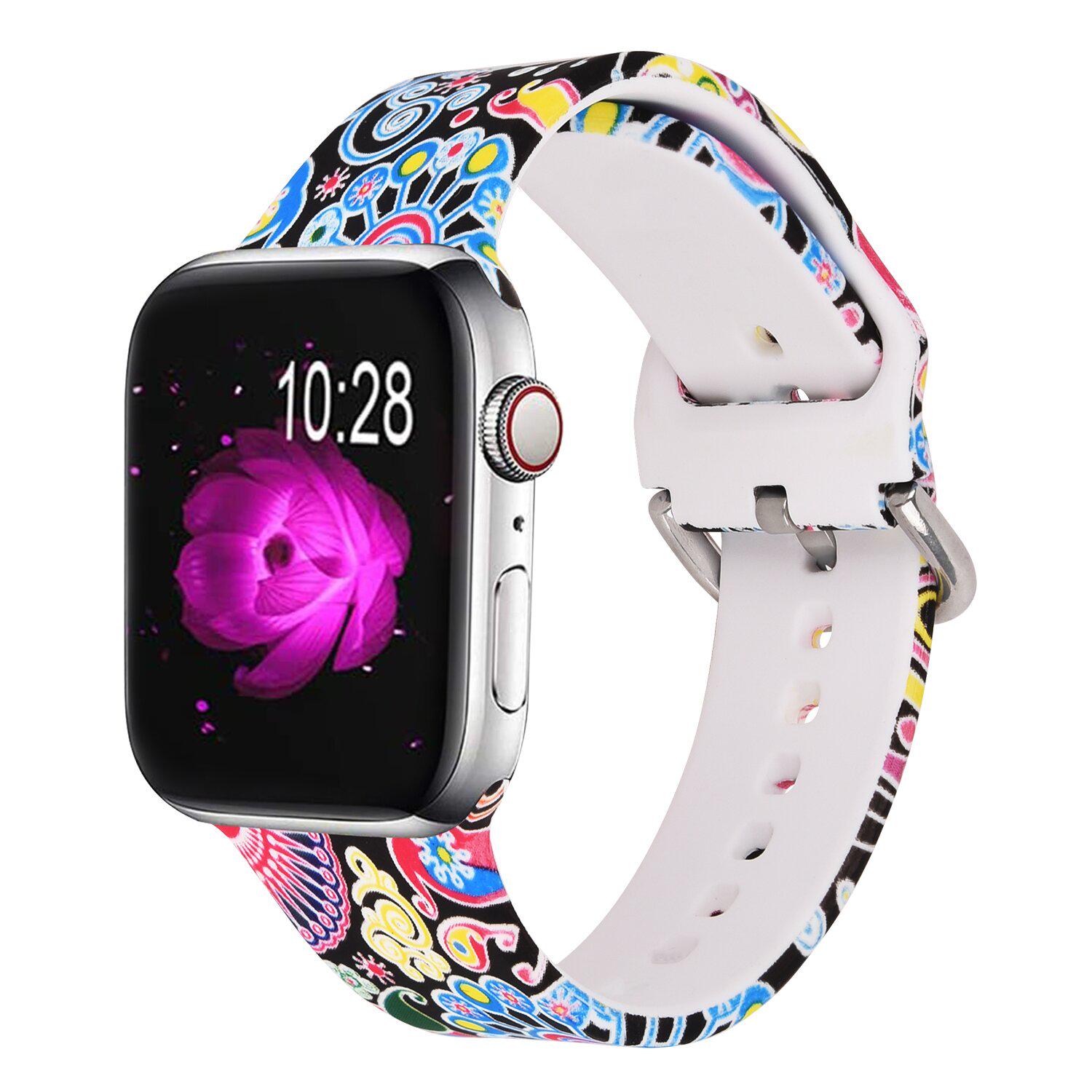 Женский силиконовый ремешок для Apple Watch Абстракция 42-44 мм