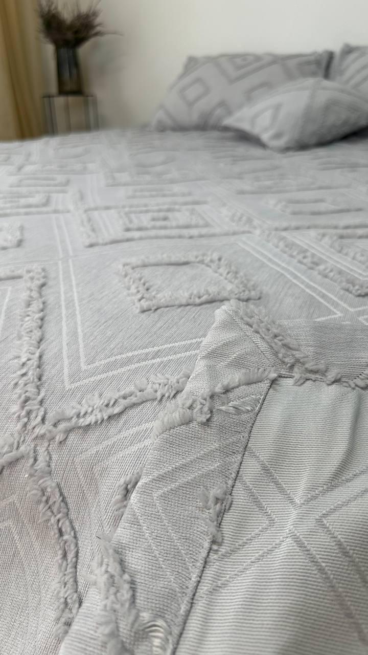 Покрывало Скандинавский большой ромб 220х240 см Светло-серый - фото 2